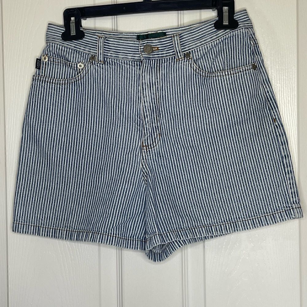 Vintage denim and white striped Lauren jeans co Ralph Lauren petite 8
